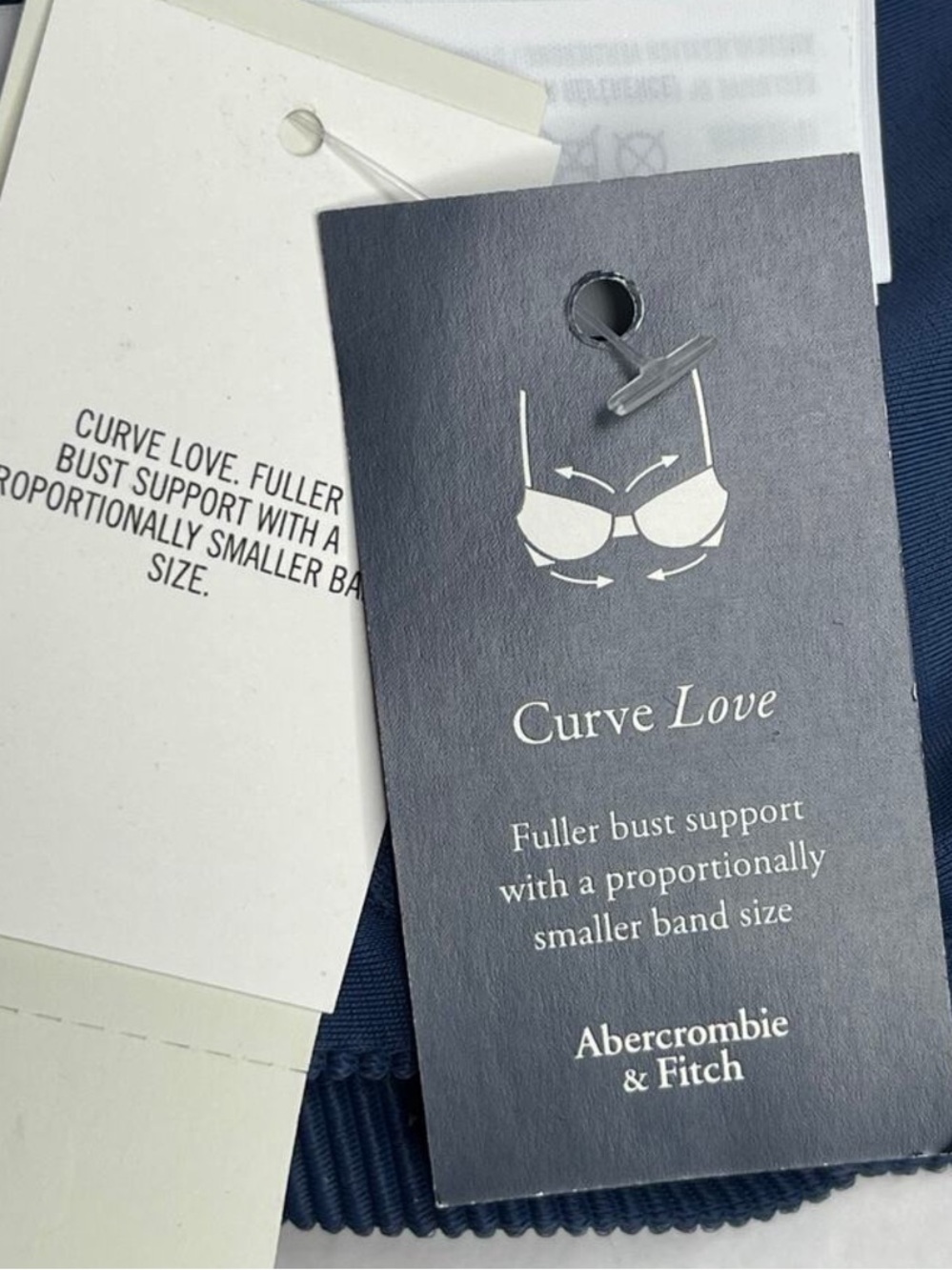 Abercrombie & Fitch - Curve Love- High Apex Bikini Top- Size Medium - Navy - Picture 6 of 9